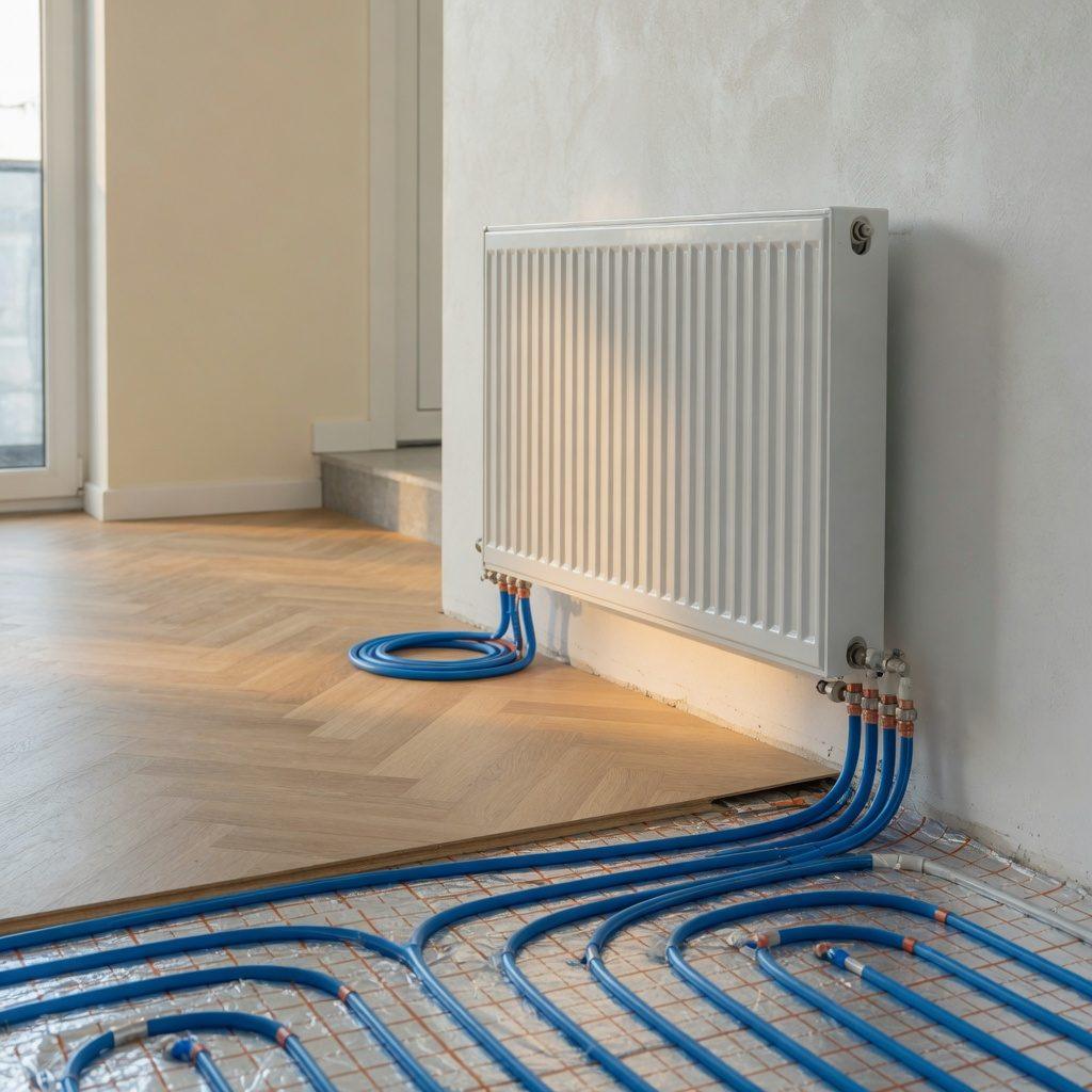 Heizkörper und Fußbodenheizung, Wohnraum