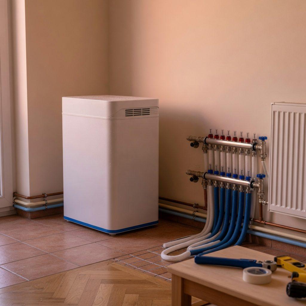 Vernetzte Heizungssteuerung mit Wärmepumpe, Heizkörpern und Fußbodenheizung – Heizung-Haustechnik
